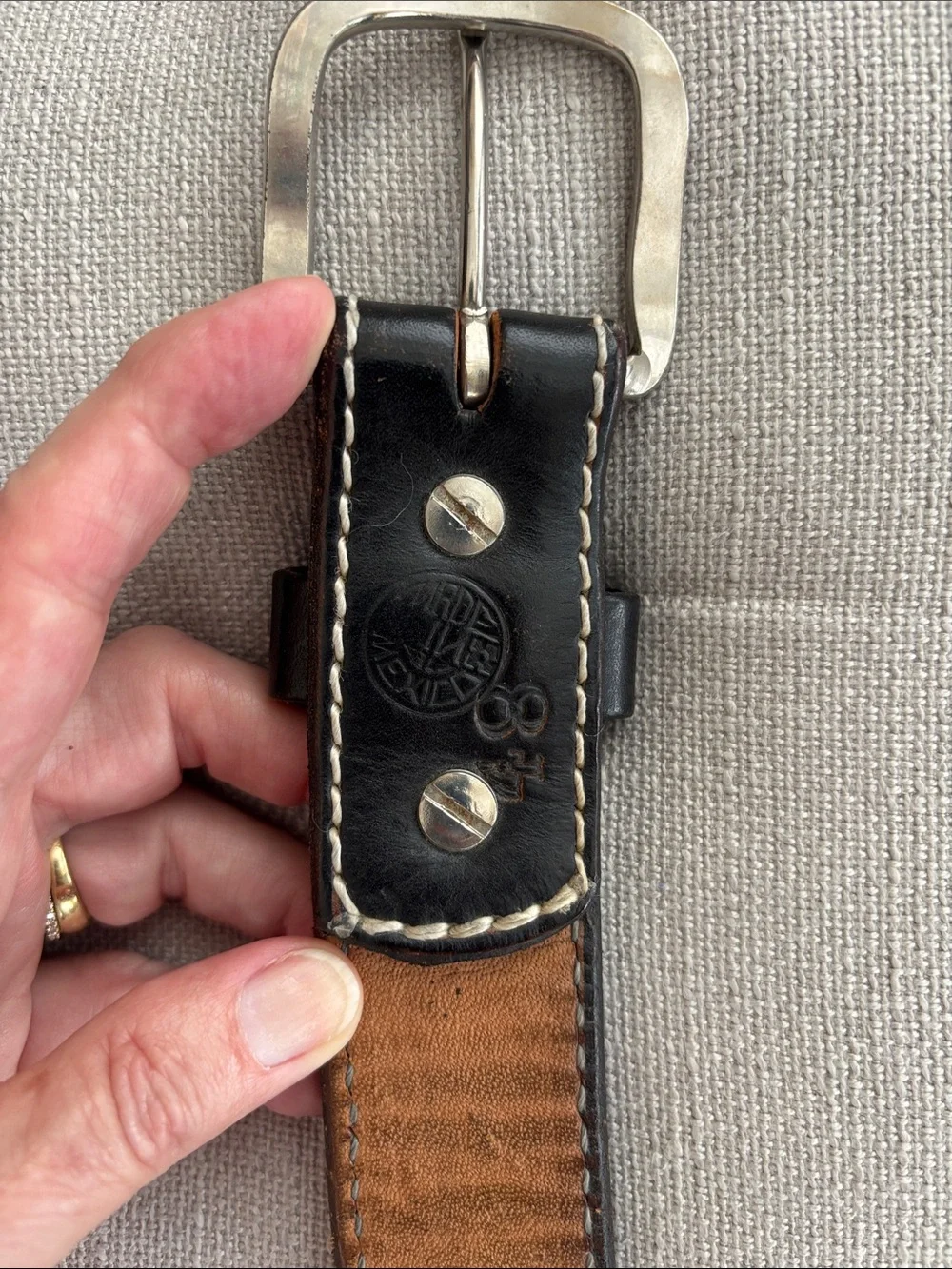 Quality Dark Brown Leather Belt w/Contrast Stitching 1/4 in thick Leather 48 in